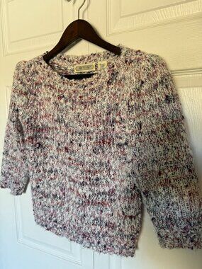 Vintage Pretense Confetti Knit  3/4 Sleeved Crop Sweater